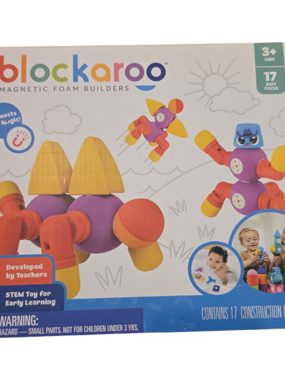 Blockaroo Magnetic Foam Bath Blocks for Toddlers – Critter STEM Building Set